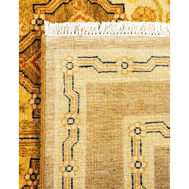 Overton Hand Knotted Wool Vintage Inspired Traditional Ottoman Gold Area Rug - 4' 3" x 6' 2"