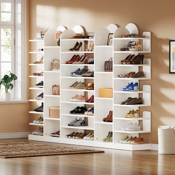 置物 catwalk 13-tier Modern Tall Entryway Shoe Storage Cabinet with Open