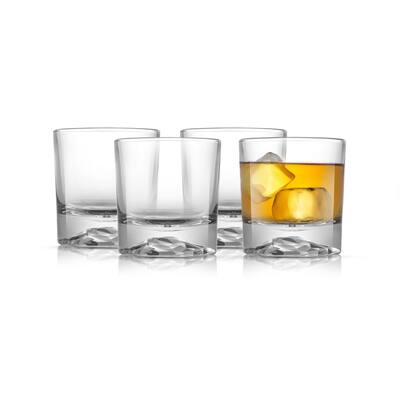 JoyJolt Bar Glasses Collection Crystal DOF Whiskey Glasses and Stemless Wine Glasses Set of 8