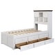 preview thumbnail 23 of 36, Twin/Full Bed with Trundle and 3 Under Bed Drawers, Wood Platform Bed Frame with Bookcase Headboard for Kids Teens Adults