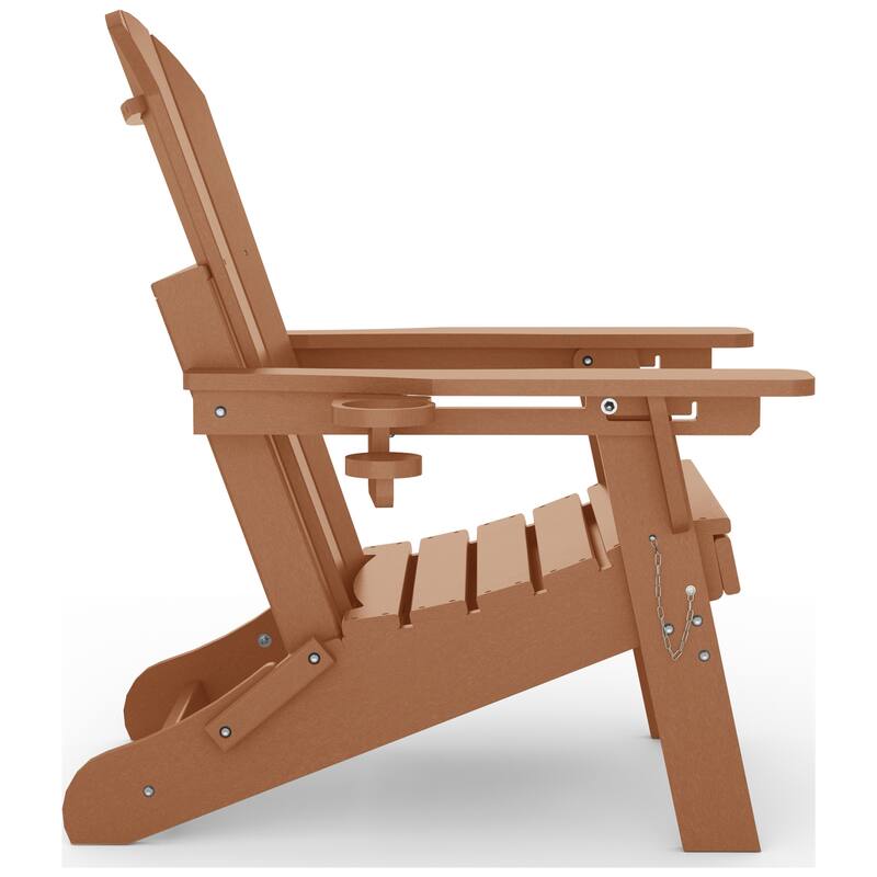 Laguna Outdoor Folding Adjustable Adirondack Chair with Cup Holder & Hideaway Ottoman (Set of 2)