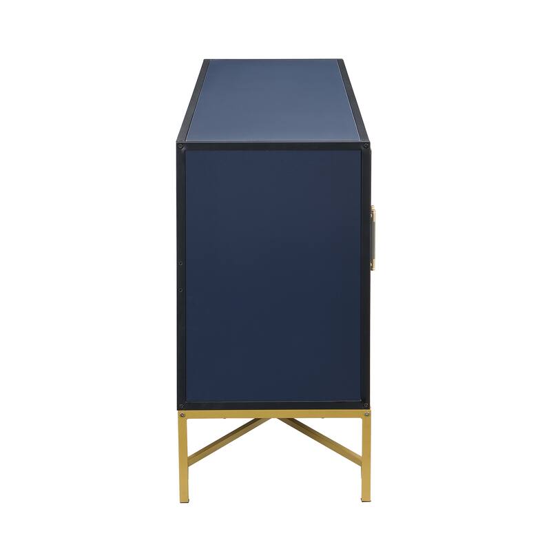 Modern Four-Door Sideboard with Metal Frame and Cross-Leg Base, Ideal for Living Room or Study