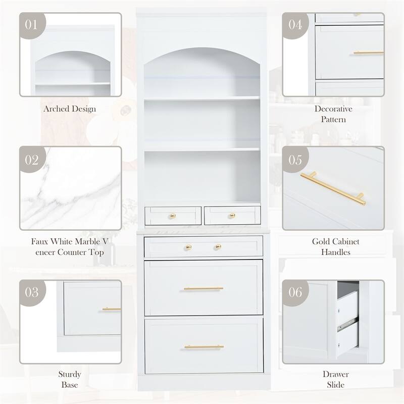 Modern 83.7inch High Kitchen Pantry,Freestanding Tall Kitchen Hutch