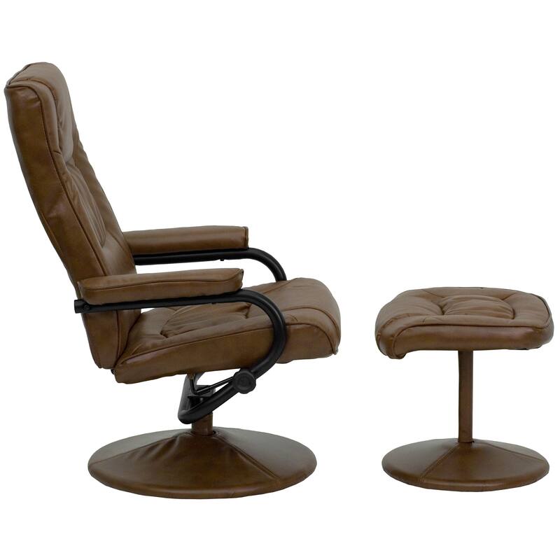 Contemporary Multi-Position Recliner and Ottoman with Wrapped Base