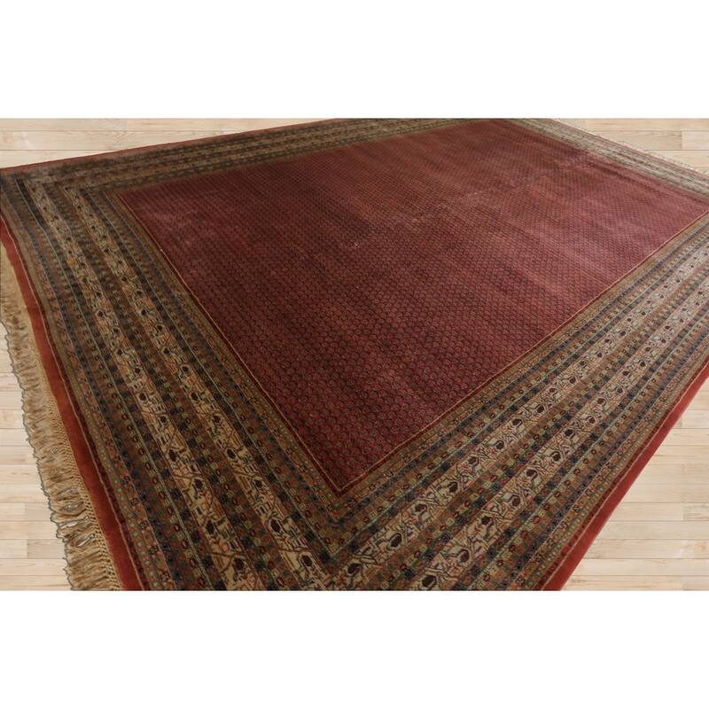 12x18'6'' Hand Knotted Wool Paisley Rust Traditional Rug - 12' x 18' 6''