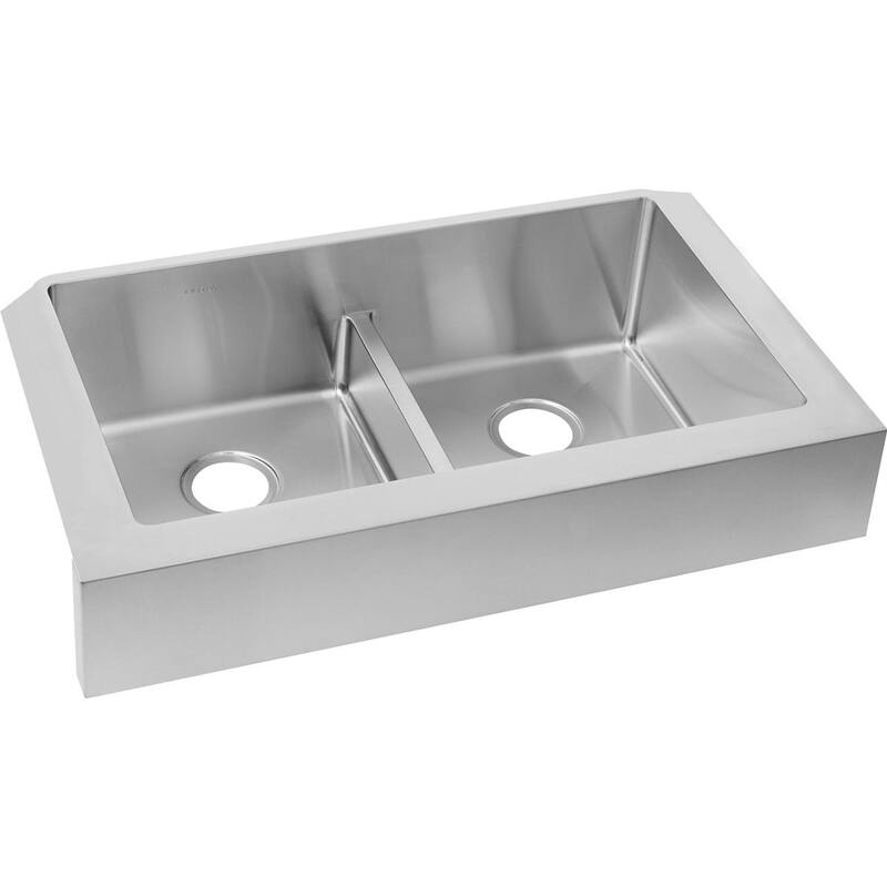 Elkay Crosstown Stainless Steel 35-7/8" x 20-1/4" x 9", Equal Double Bowl Farmhouse Sink with Aqua Divide