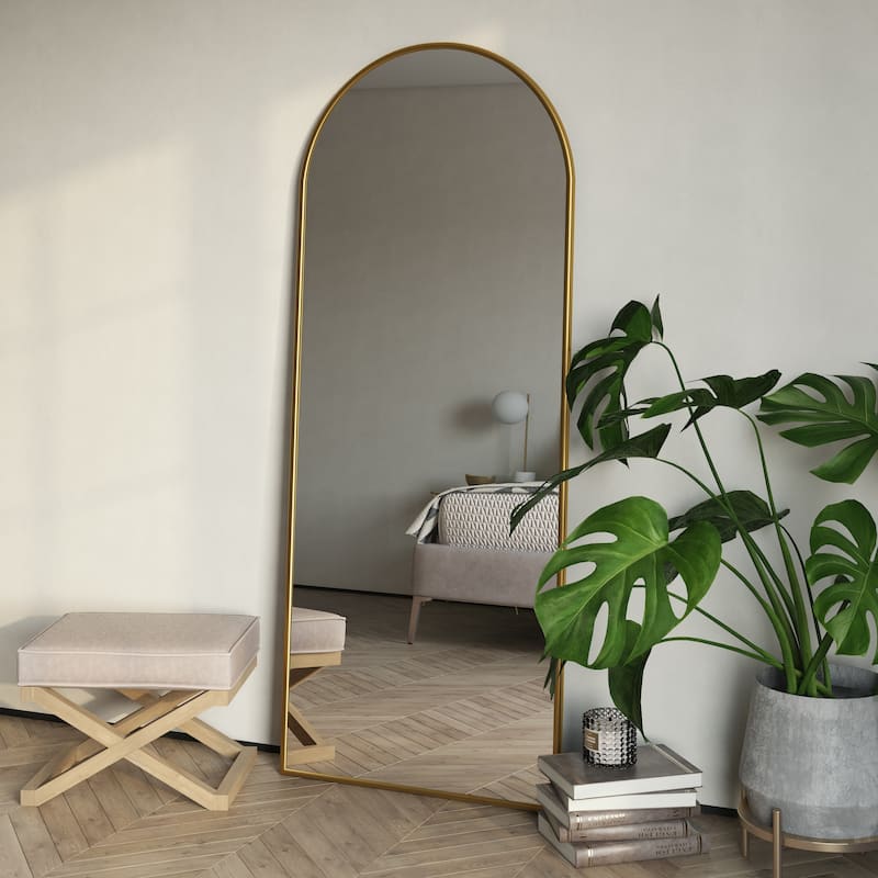 Nadia Modern Arch Floor Mirror - 70"H x 28"W x 2"D