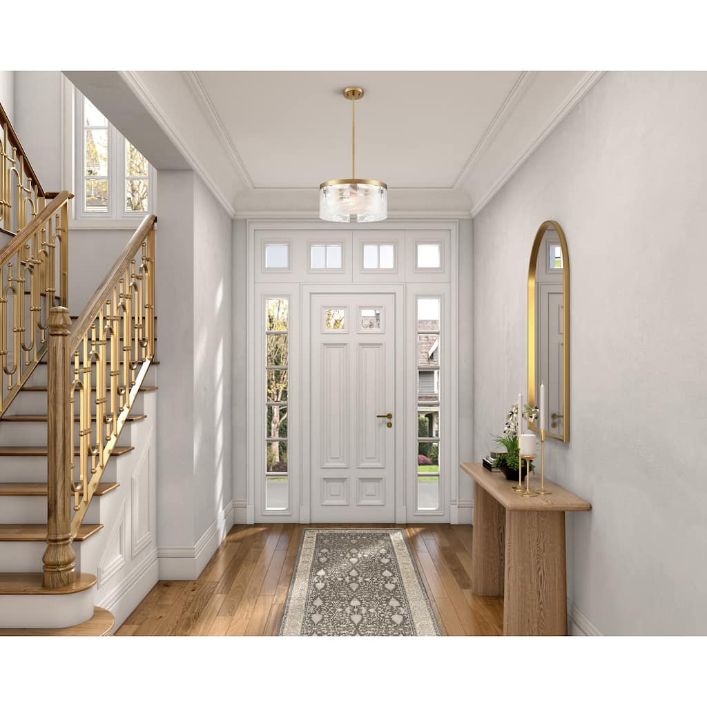 Artcraft Skye - 3-Light Pendant 15" - Brushed Brass Finish - Wispy White Murano Style Alabaster Glass Shade