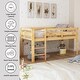 preview thumbnail 3 of 5, Walnut Twin Size Wood Low Loft Bed with Ladder and Fence