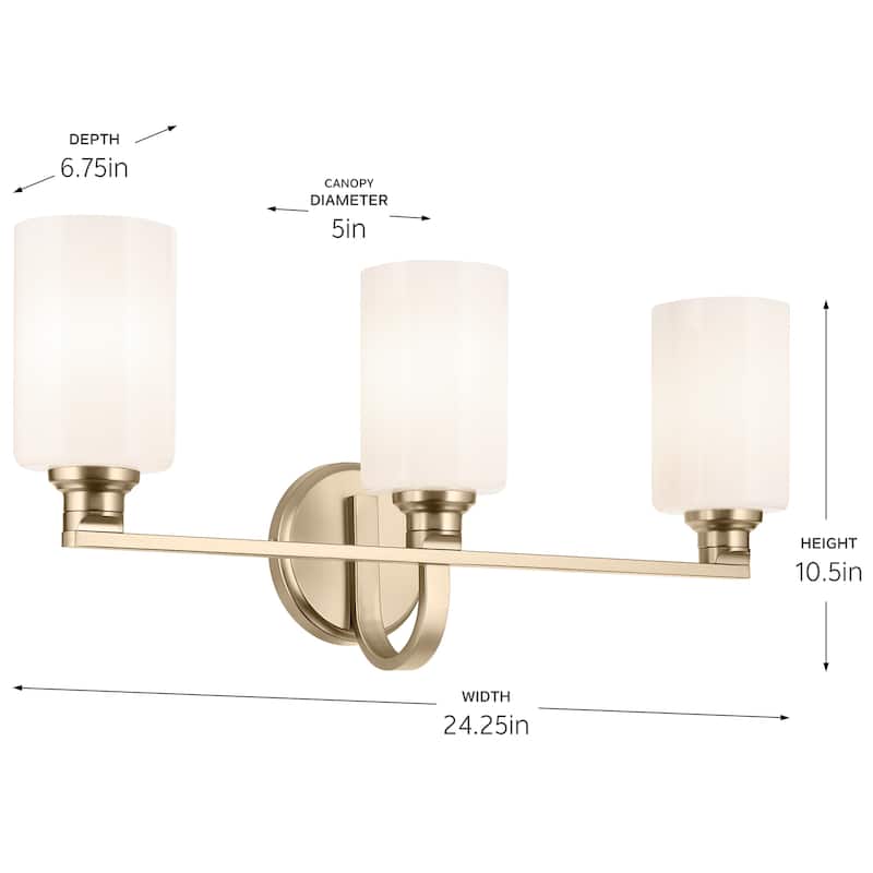 Kichler Lighting Gioe 24.25" 3-Light Vanity Light with Opal Glass in Champagne Bronze