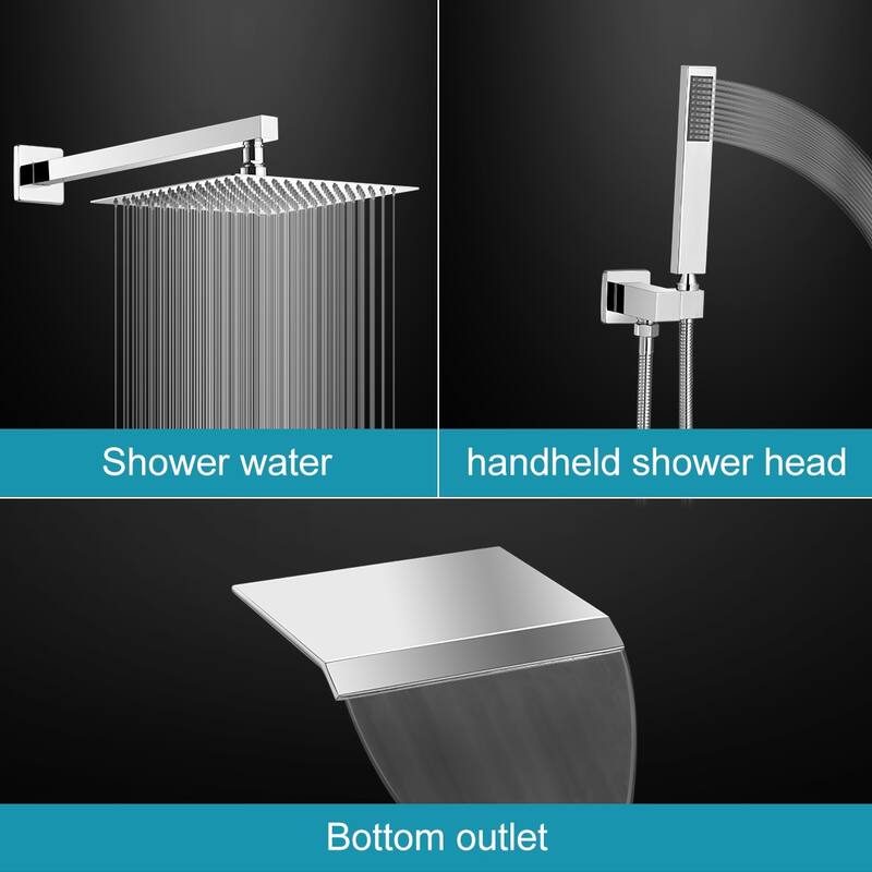 WIZ 3-Spray Patterns With 2.5 GPM 12 in. Showerhead Shower System