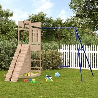 vidaXL Swing Set Outdoor Backyard Wooden Playground Equipment for Kids Age 3-8