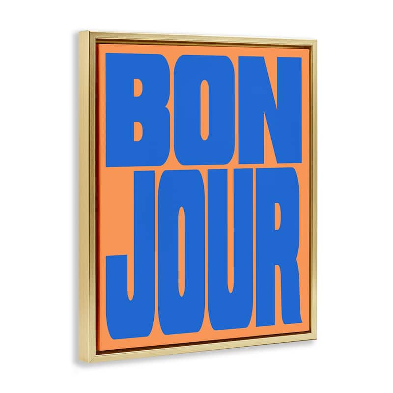 Stupell Bonjour Blue & Orange Framed Floater Canvas Wall Art Design By House of Lulu