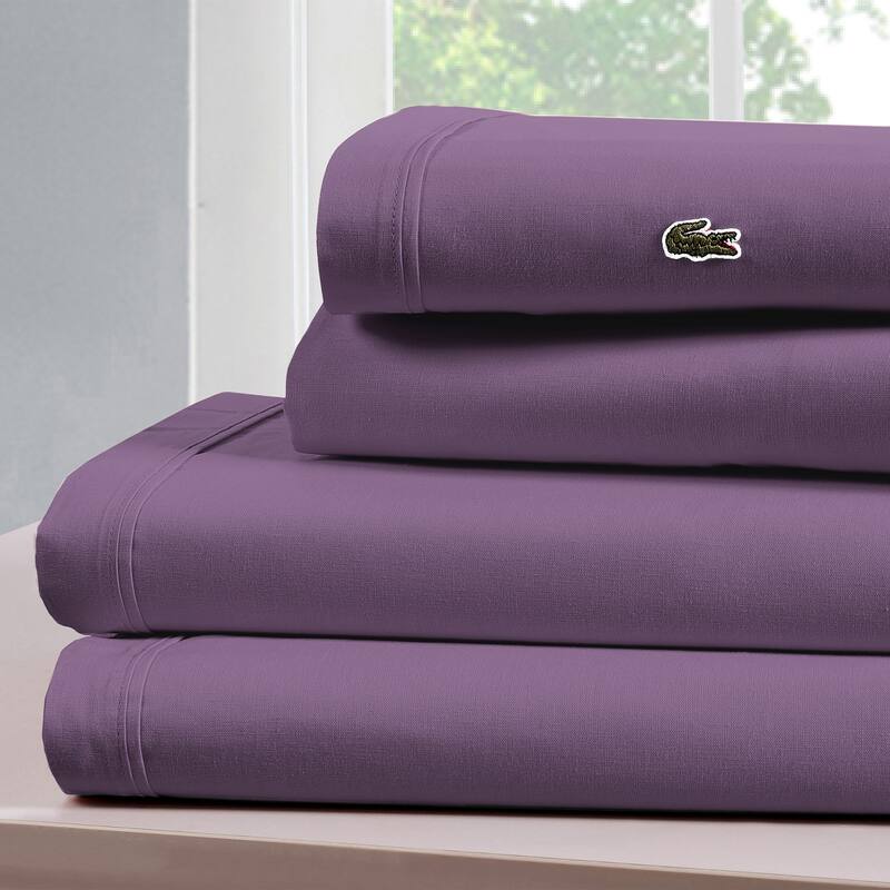 Lacoste Percale Cotton Solid Sheet Set