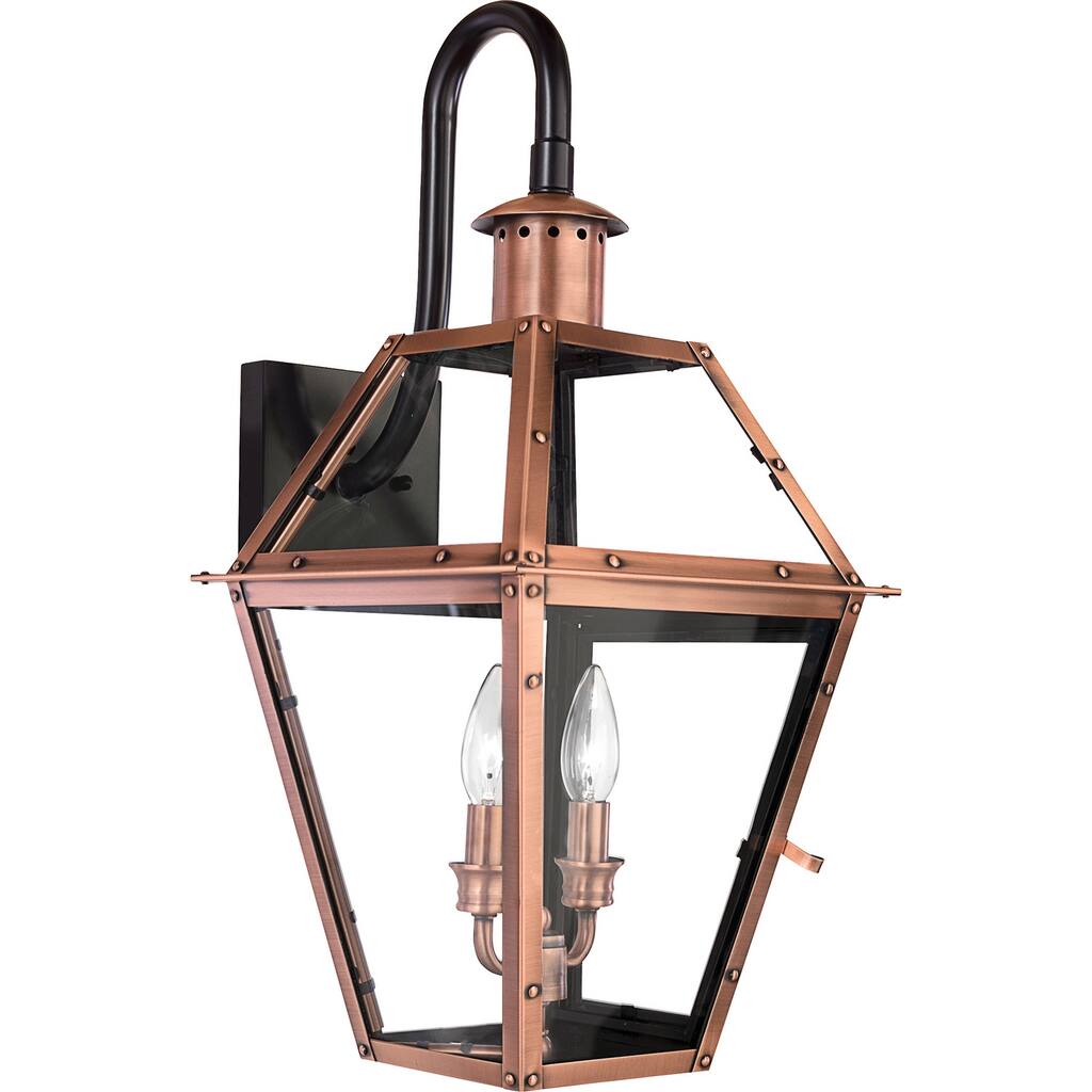 Rue De Royal 2-Light Outdoor Wall Lantern in Aged Copper