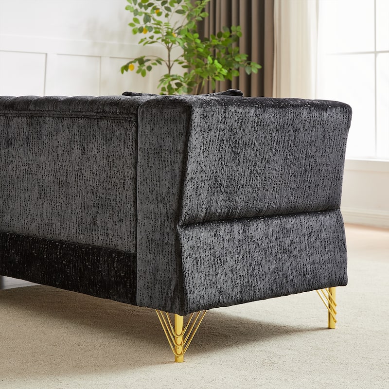 81.5" Chenille L-Shaped Sectional Sofa, 5-Seater Corner Couch with 3 Cushions