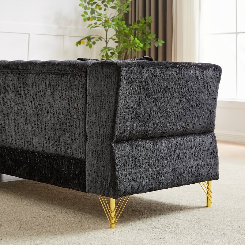 81.5'' Chenille L-Shaped 5-Seat Sectional Sofa with 3 Cushions, Stylish Corner Couch for Living Room or Bedroom