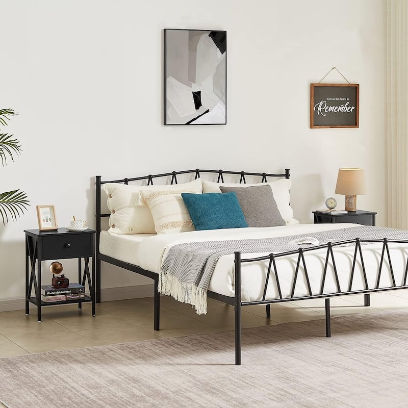 VECELO Modern Nightstand 1-Drawer with Storage Shelf, End Table/Side Table