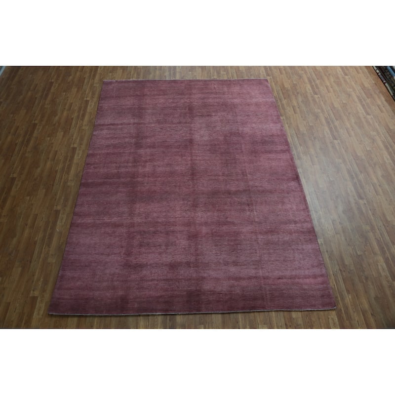 Hand Knotted Oriental 100% Wool Carpet Modern Solid Purples Gabbeh Area Rug - 12' 0'' X 8' 10''