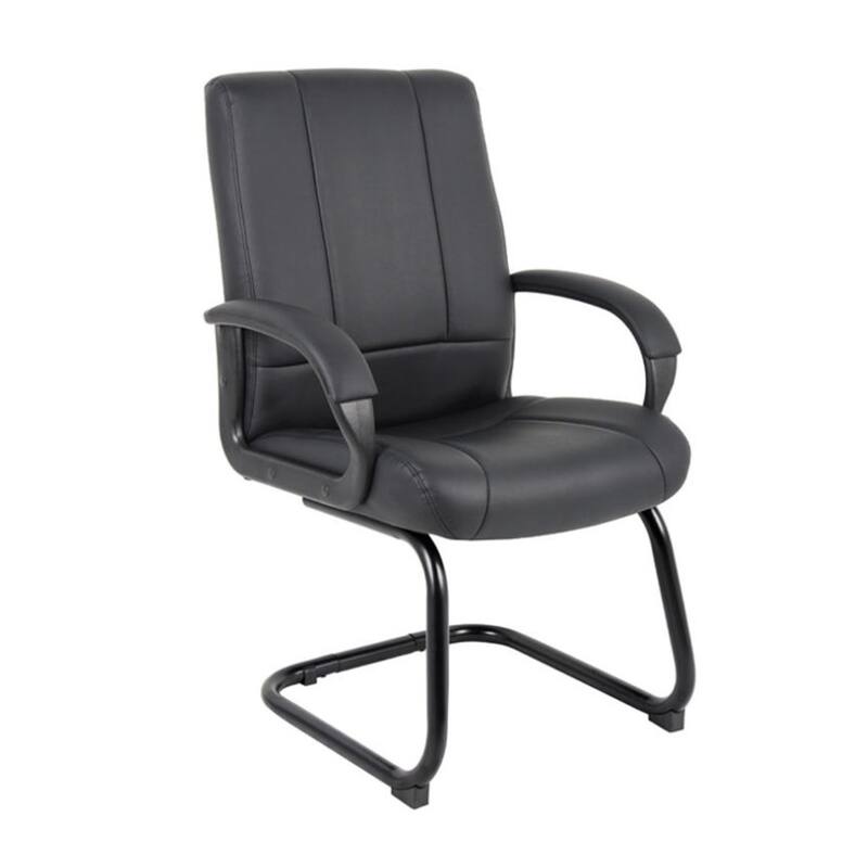 Ruia Mid Back Guest Armchair, Black Soft Vinyl, Cantilever Base