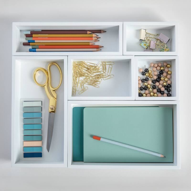 Flash Furniture LY-68986-6-WH-MS Enzo 2" Tall Office Organizer Set