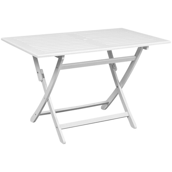 vidaXL Outdoor Dining Table White Acacia Wood Rectangular