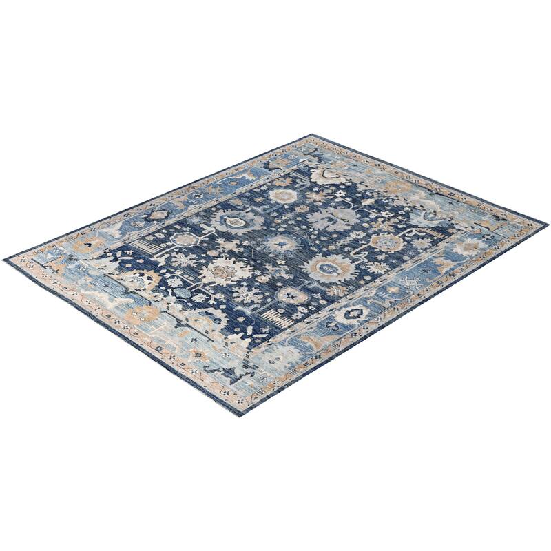 Oushak One-of-a-Kind Hand-Knotted Area Rug - Blue - 9' 1" x 11' 7"