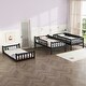 preview thumbnail 12 of 14, Twin Size Triple Rubber Wood Bunk Bed with Ladders, Guardrails Detachable Bunk Bed, Twin over Twin over Twin