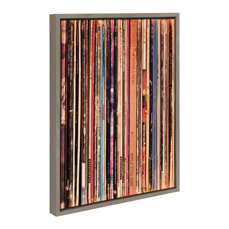 Kate and Laurel Sylvie Record Sleeves Framed Canvas by Robert Cadloff