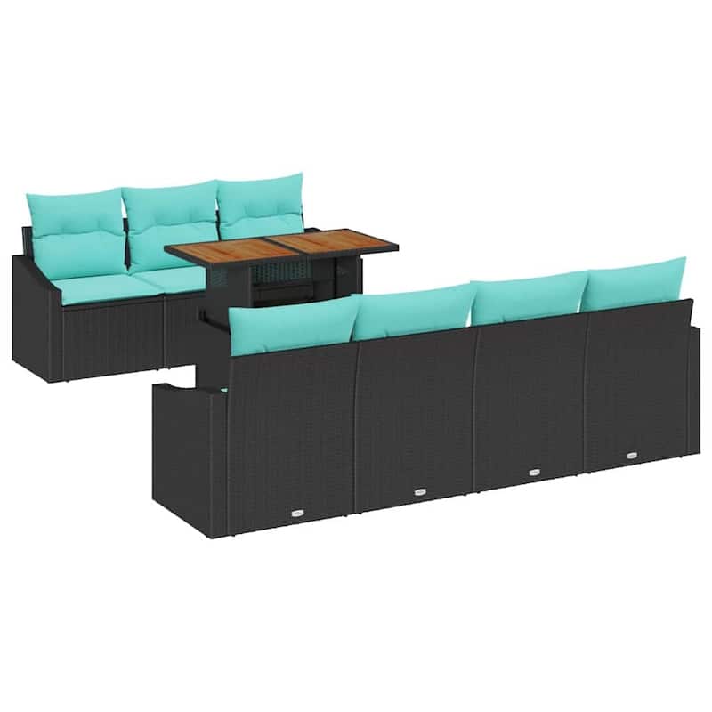 vidaXL 8 Piece Garden Sofa Set with Cushions - 91.7×24.4×27.2