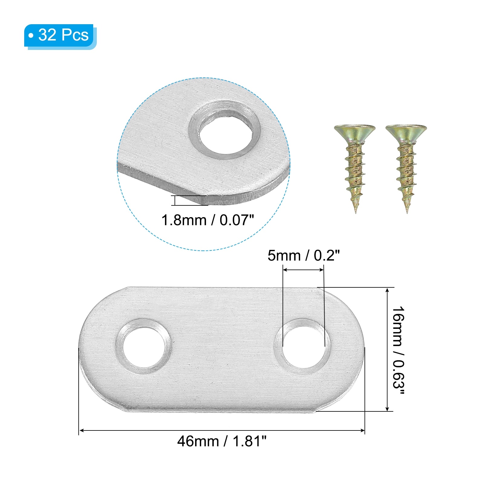Stainless Steel Flat Mending Plate, Flat Straight Brace Brackets Joining Plates Repair Bracket
