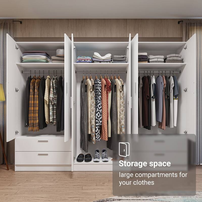 MADESA 6 Doors 4 Drawers Wardrobe Set Bedroom Storage Cabinet