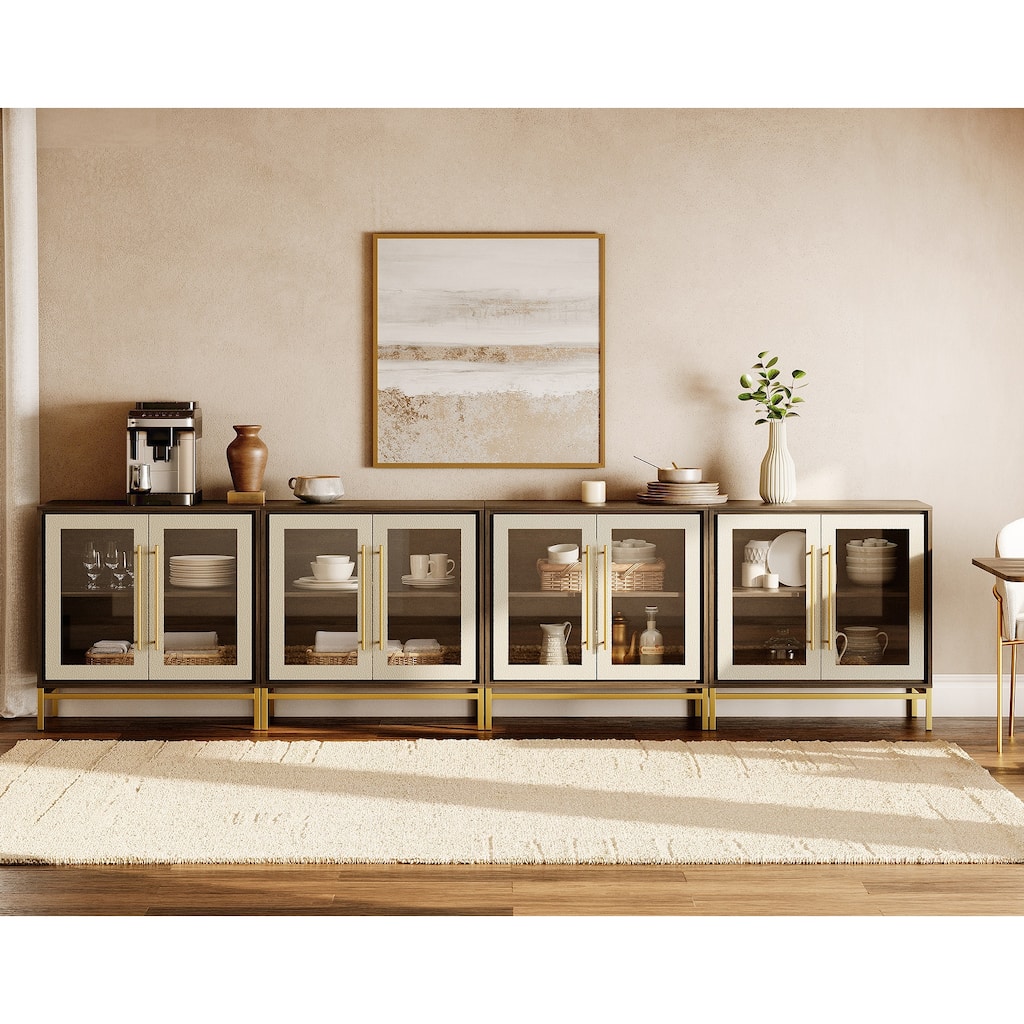 WAMPAT Modern Sideboard Buffet with Leather-Textured Doors