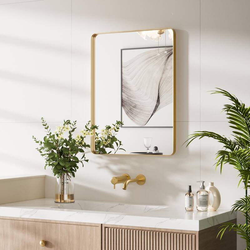 Wall Mirror Vanity Mirror Bathroom Mirror with Round Corner (1 Piece)