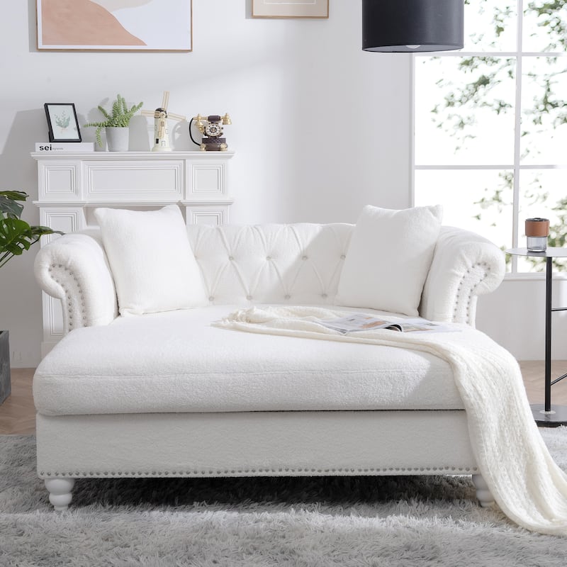 GDFStudio - Elara Luxe 63" Loveseat Chaise Lounge Couch with Upholstered PU Leather & Rolled Arm for Living Room or Office