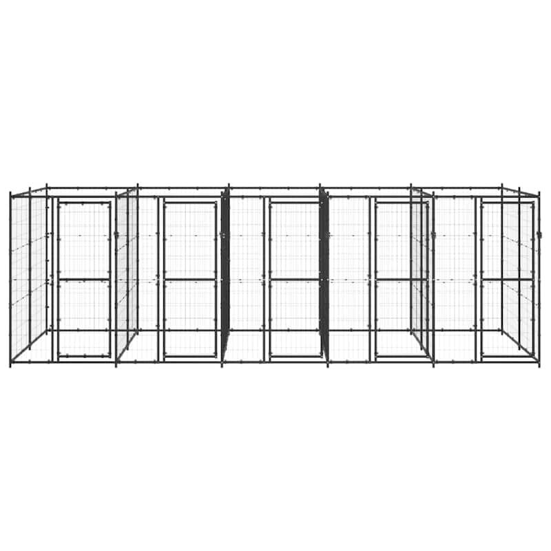 vidaXL Outdoor Dog Pen Pet Crate Kennel Cage Playpen House for Yard Steel