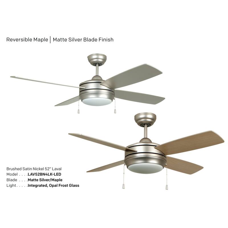 Craftmade Laval 52" 4 Blade Ceiling Fan - Blades and LED Light Kit