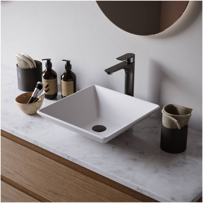 Karran USA QM178 Quattro Matte 16" Square Acrylic Vessel Bathroom Sink
