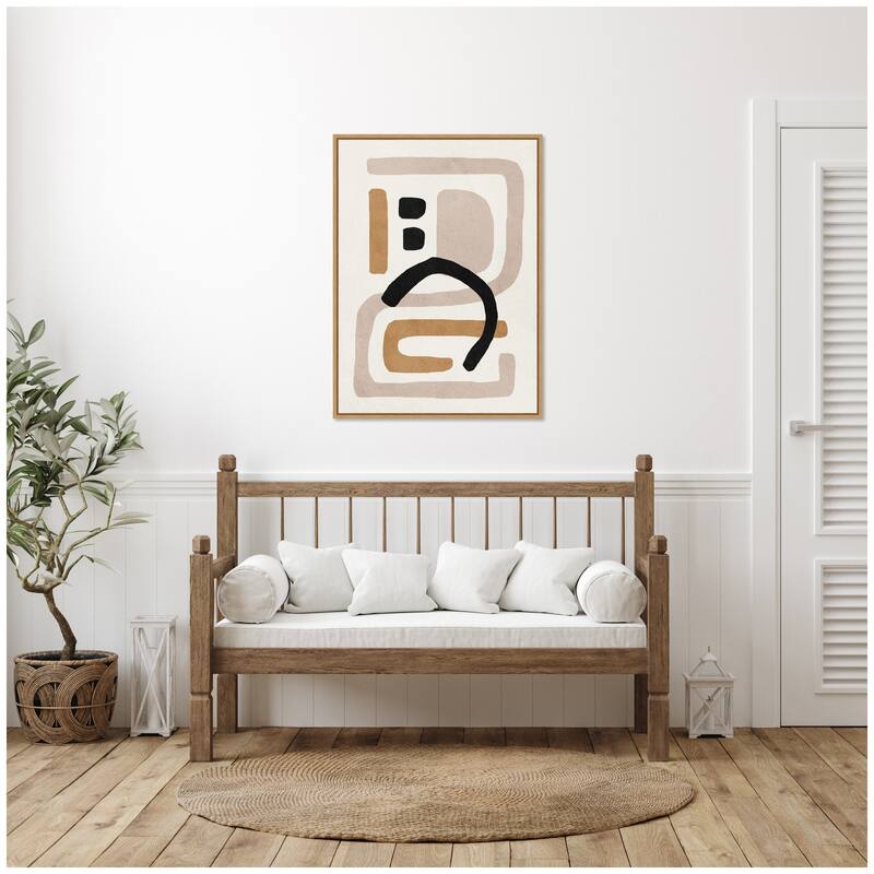 Kate and Laurel Sylvie Neutral Abstract 2 Minimal Modern Art Framed Canvas by July Art Prints