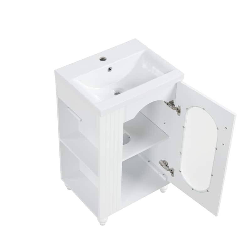 Roomfitters 20" Bathroom Vanity with Sink Cabinet with Two-Tier Shelf Adjustable Shelf Solid Wood and MDF Frame