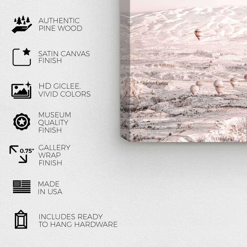 Wynwood Studio Canvas Transportation Balloons Winter Tones White and Light Gray Modern & Contemporary Wall Art Canvas Print