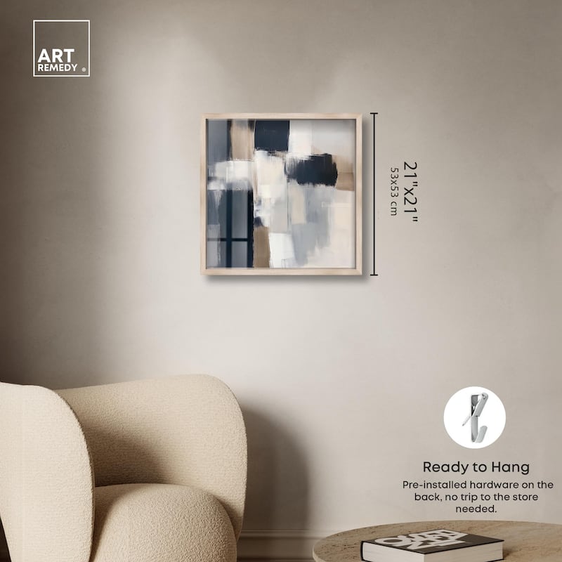 Blue and Tan Abstraction II Shadowbox by Art Remedy