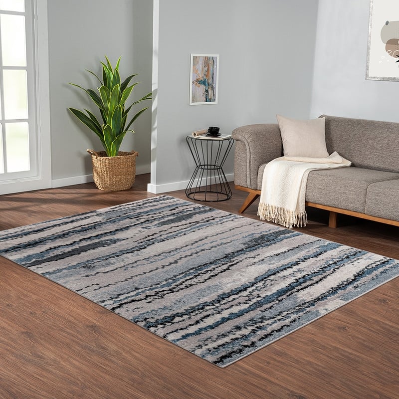 Watercolor Abstract Stripe Woven Area Rug - 5'x7'