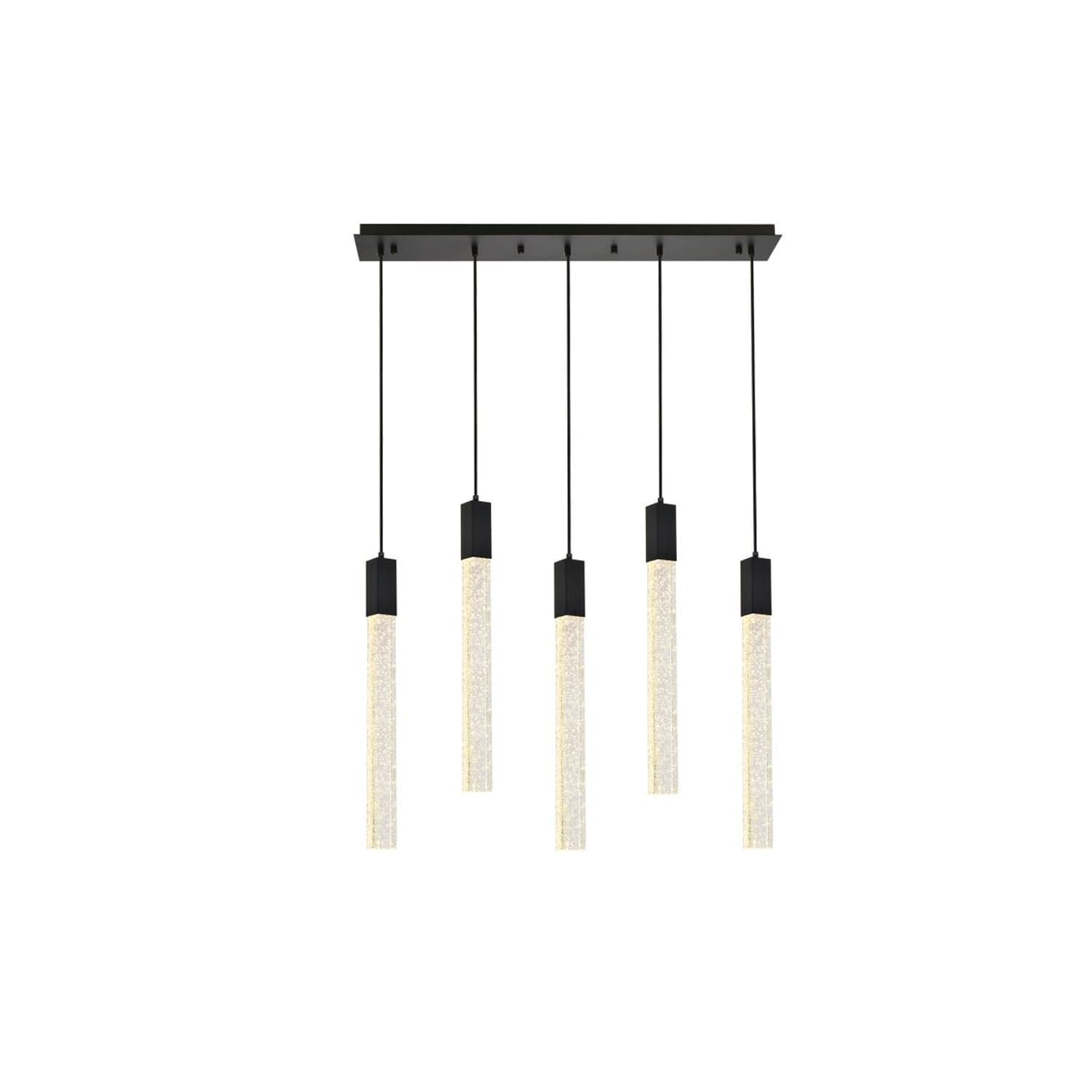 Modern Pendant Light - 5 Light Ceiling Fixture for Living Room, Dining Room, Black Finish - 144