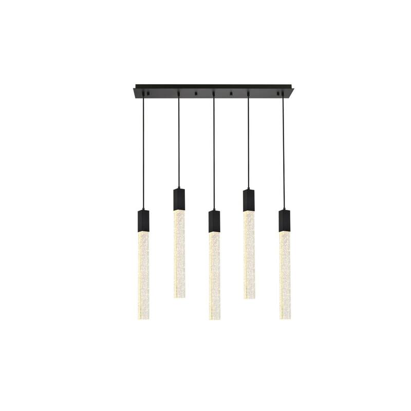 Modern Pendant Light - 5 Light Ceiling Fixture for Living Room, Dining Room, Black Finish - 144