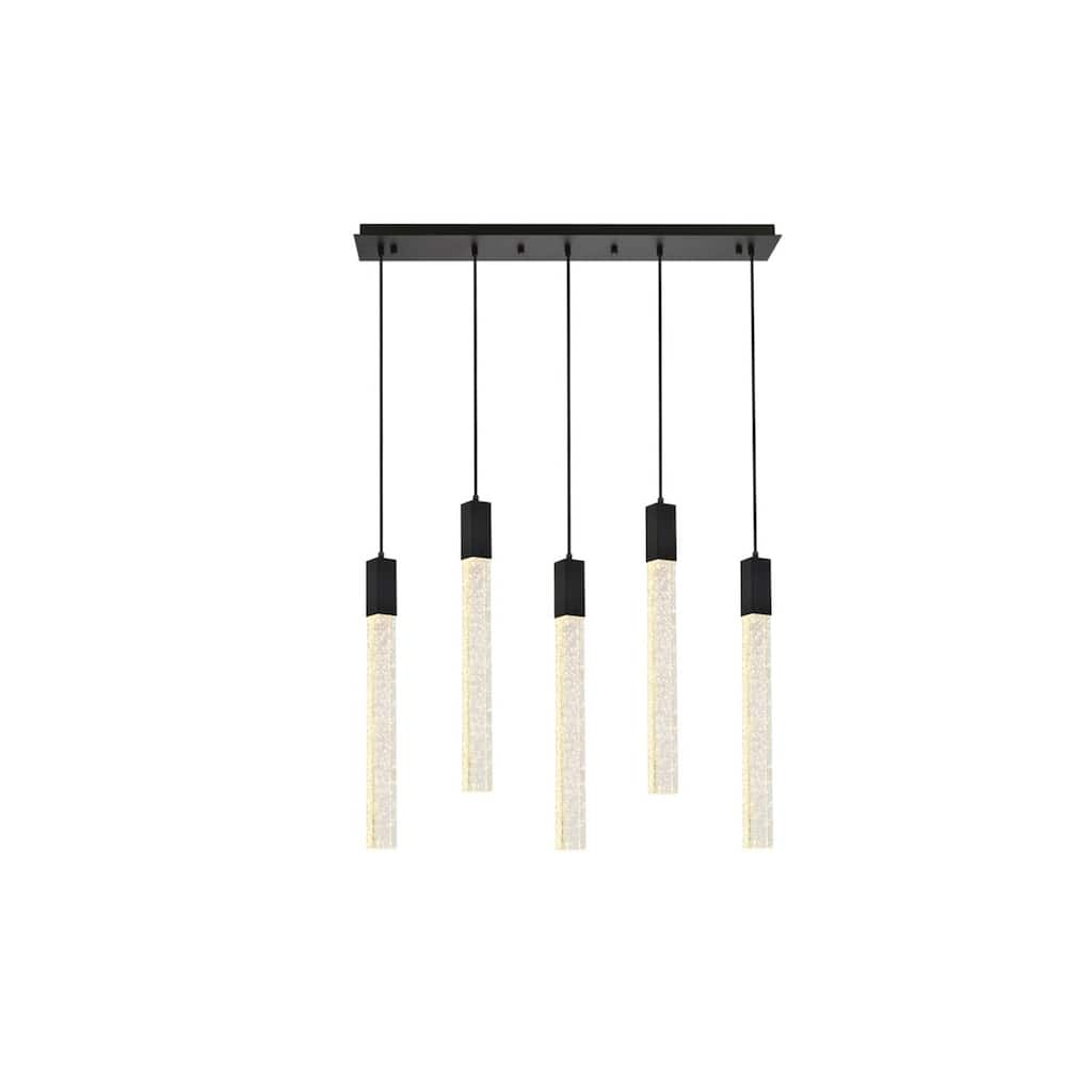 Modern Pendant Light - 5 Light Ceiling Fixture for Living Room, Dining Room, Black Finish - 144