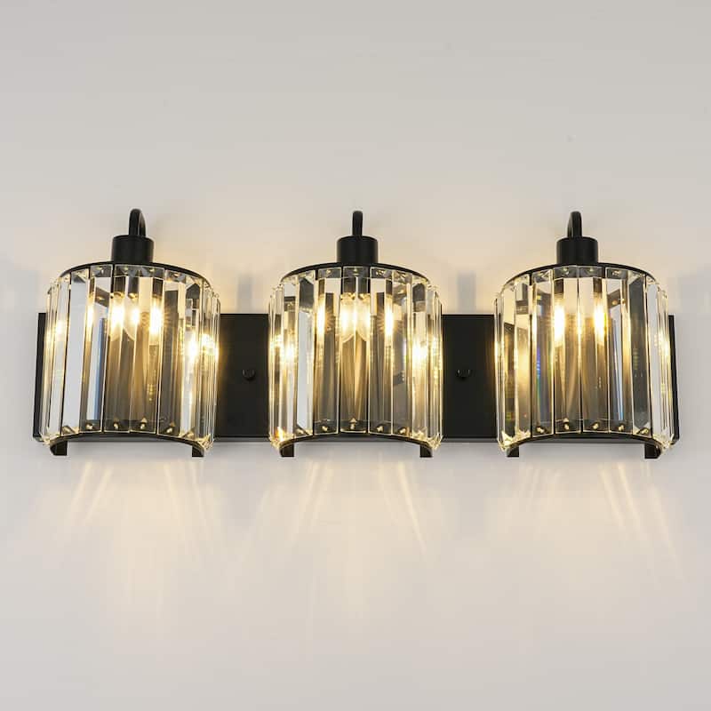 3-Light Modern Luxury Metal & Crystal Vanity Wall Light for Bathroom