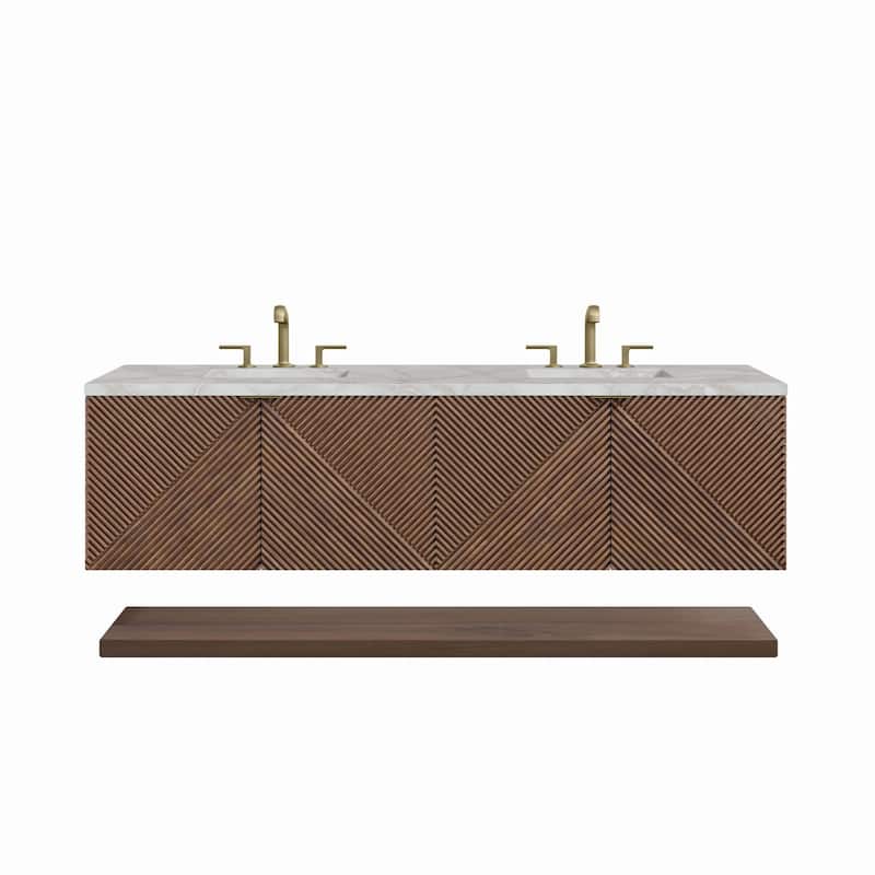 James Martin Vanities D200-V72-3VSL Marcello 72" Double Basin Wood - Chestnut - Wood Finish
