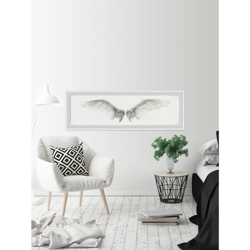 Winged Beauty Framed Print - White Feathered Wings Wall Art - Home Decor Painting