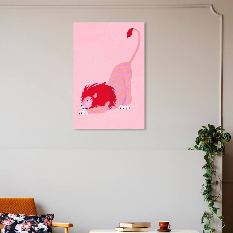 Wynwood Studio Canvas Animals My paw and stars Pink and Modern & Contemporary Wall Art Canvas Print - 30 x 20